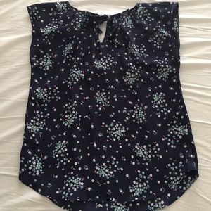 LC Lauren Conrad navy tie-back blouse